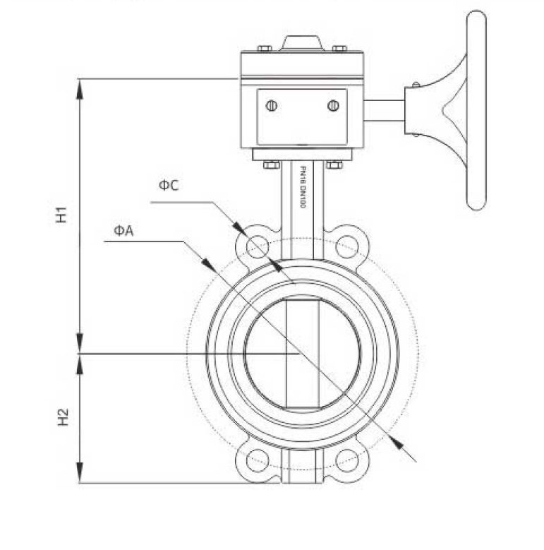 蝸輪消防信号對(duì)夾蝶閥(圖1)