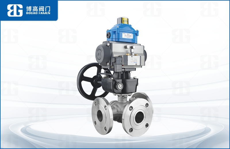 氣動(dong)三通法蘭球閥(fá)